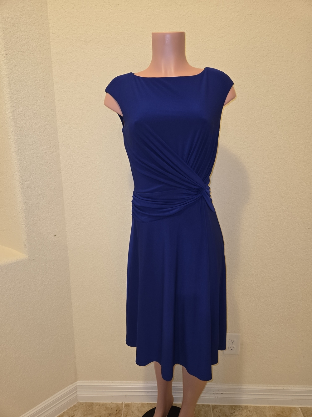 Lauren Ralph Lauren Cobalt Blue Twist-Front Midi Dress